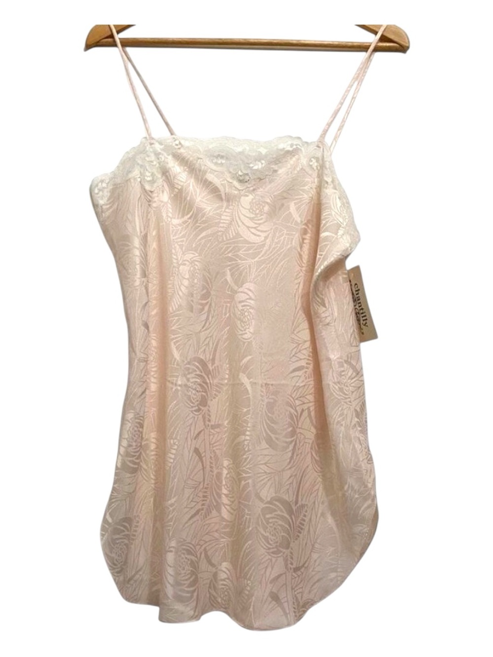 Vintage NWT Chantilly top underwear floral powder pink white floral lace large